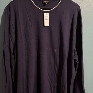 Men’s X-Large Long Sleeve Navy Blue Express  Nautical Collar‎ Shirt